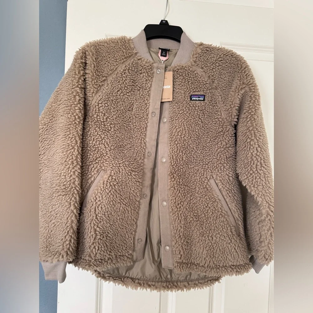 Patagonia Taupe Sherpa Bomber Jacket